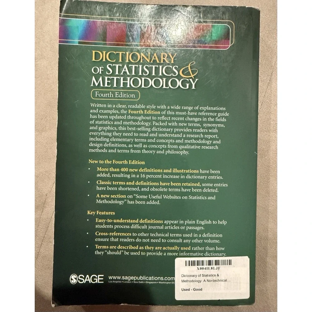 Dictionary of Statistics & Methodology: A Nontechnical Guide for the Social Scie